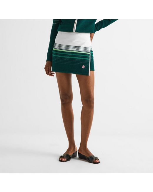 Casablanca Green Striped Wrap-Front Mini Skirt