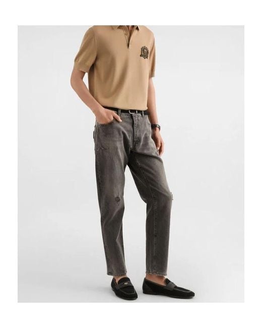 Dolce & Gabbana Gray Distressed-Effect Jeans for men
