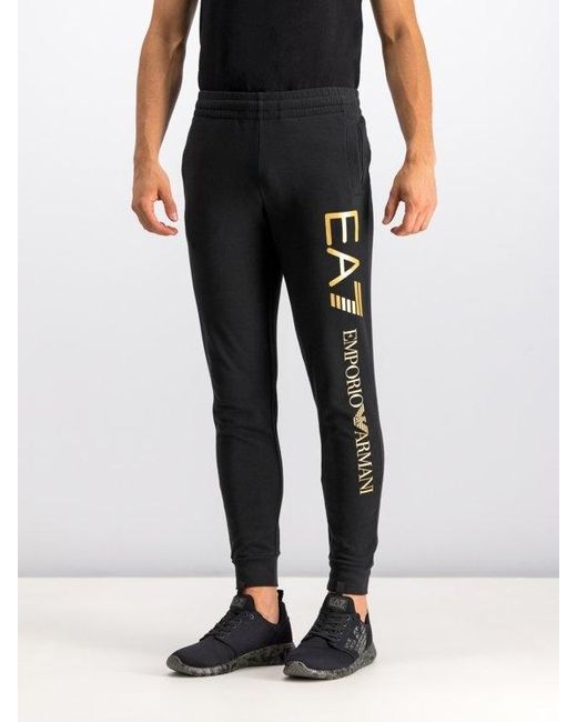 Emporio Armani Blue Logo-Print Cotton Track Trousers for men