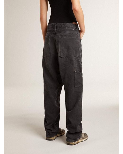 Golden Goose Deluxe Brand Black Distressed Cotton Jeans With Front Patches