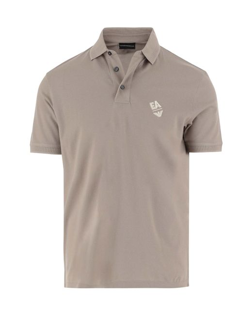 Emporio Armani Gray Logo Embroidered Polo Shirt for men