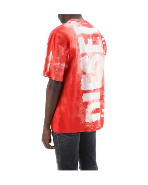 DIESEL Red T-Boxt Bisc Logo Printed Crewneck T-Shirt for men