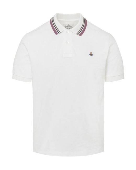 Vivienne Westwood Pink Logo Embroidered Short Sleeve Polo Shirt for men