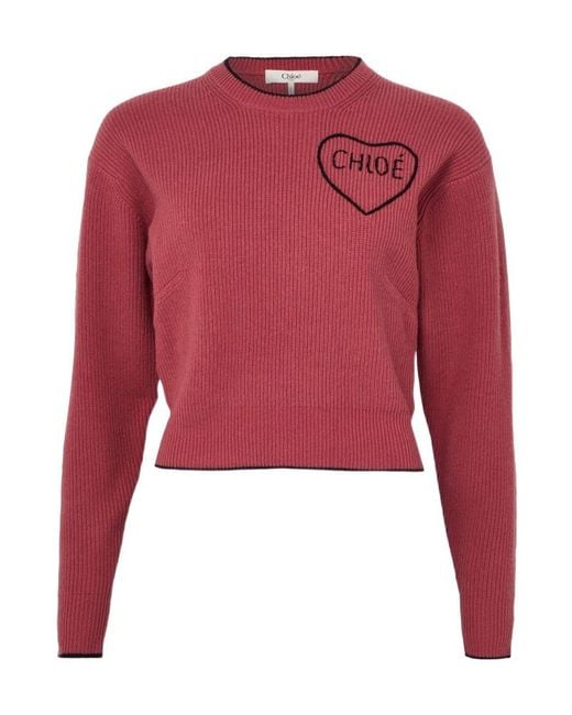Chloé Red Logo Sweater