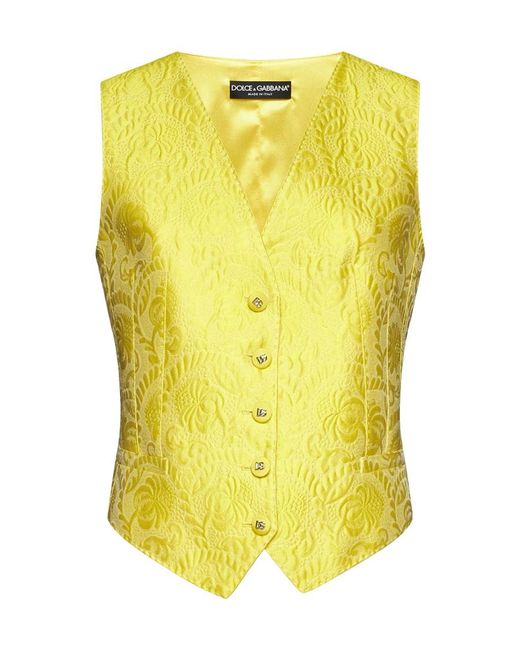 Dolce & Gabbana Yellow Jacquard Cotton-Blend Waistcoat