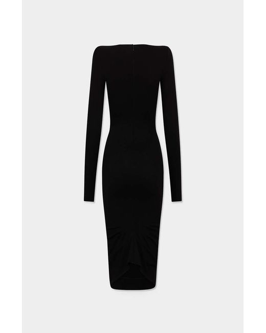 DSquared² Black Long-Sleeve Midi Dress