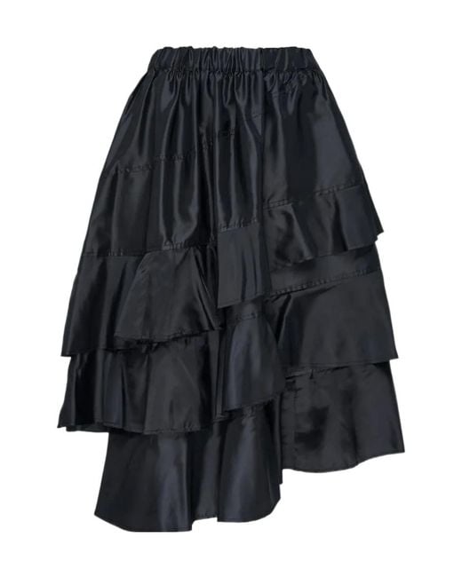 Comme des Garçons Blue Ruffle-Tiered Asymmetrical Skirt