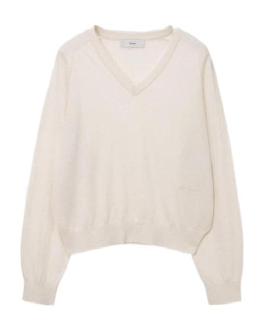 DUNST Natural V-Neck Knit Sweater