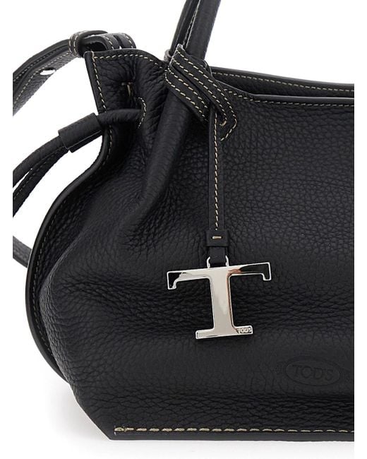 Tod's Black Logo Plaque Medium Bucket Bag