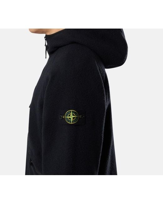 Stone Island Blue Logo Patch Hooded Jacket for men