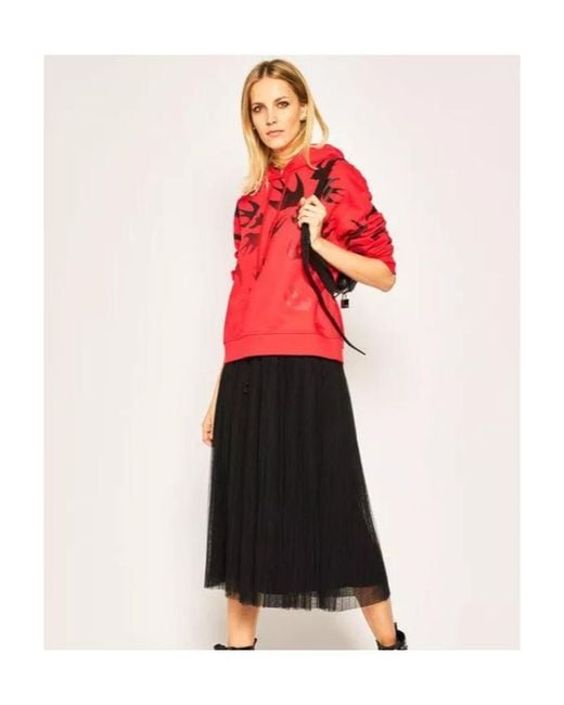 McQ Alexander McQueen Red Swallow Printed Hooded Sweater