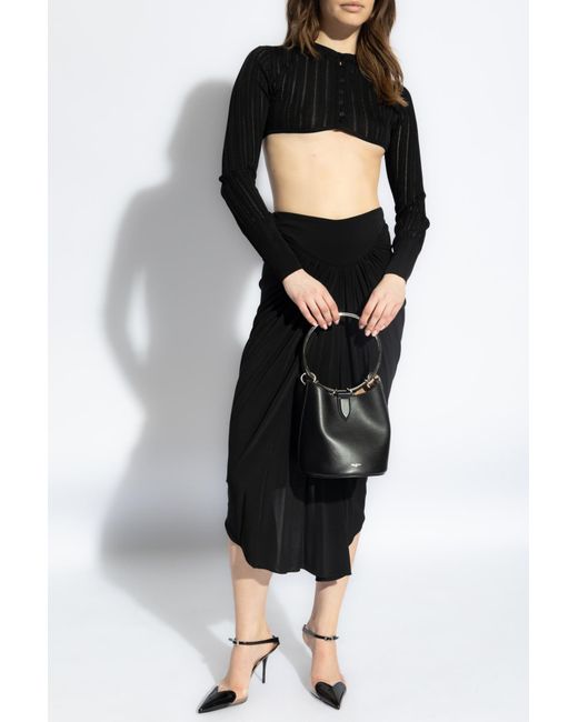 Alaïa Black Alaïa Draped Detailed Midi Skirt