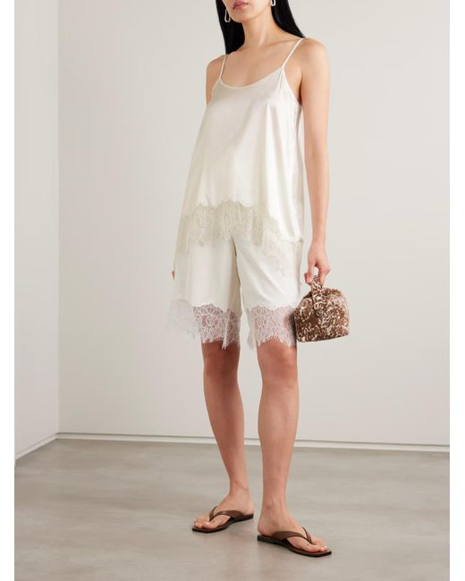 Staud White Chloe Lace-Trimmed Camisole
