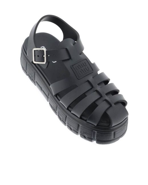 Miu Miu Black Thick-Soled Sandals