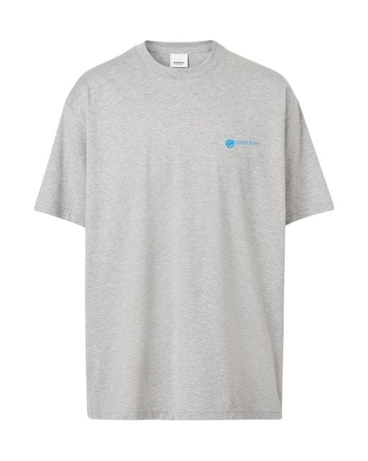 Burberry Gray Logo Print T-Shirt for men