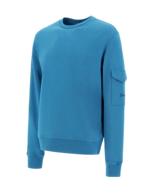 Herno Blue Flap-Pocket Detailed Crewneck Sweatshirt for men