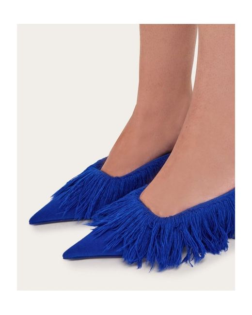 Ferragamo Blue Fringed Eva Mule