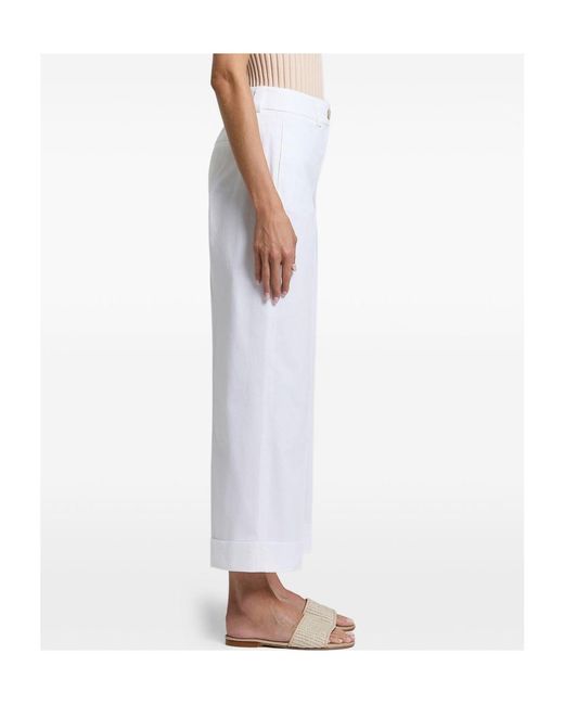 Peserico Blue Pressed-Crease Turn-Up Trousers