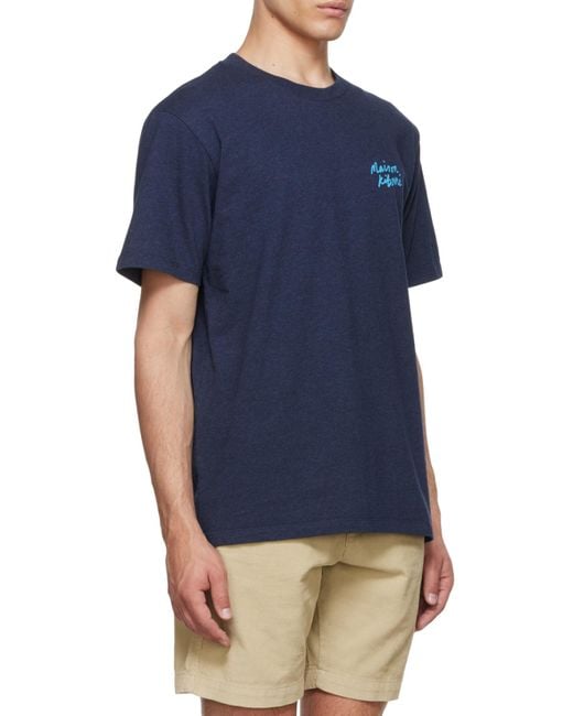Maison Kitsuné Blue Logo Short-Sleeved T-Shirt for men