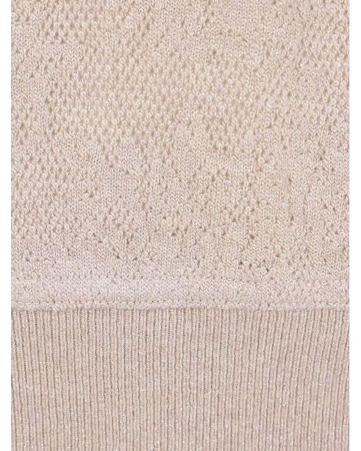 Brunello Cucinelli Natural Long-Sleeved Half-Zip Jumper