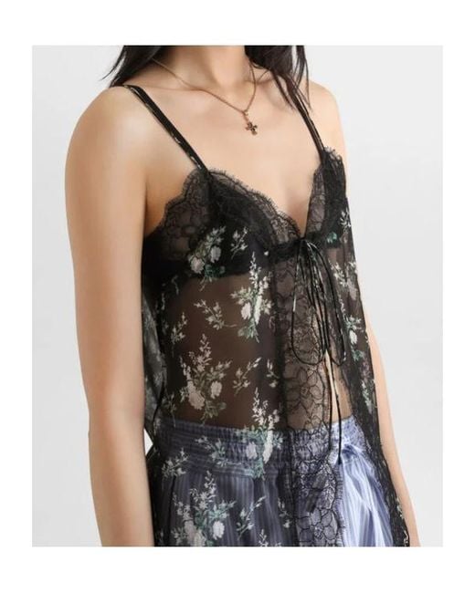 Dolce & Gabbana Black Lace Panel Floral Top