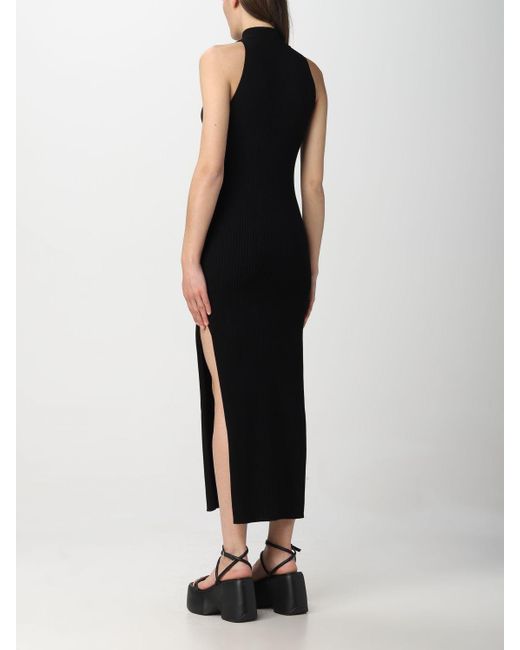 Courreges Black Courrèges Col Diamanterai Ribbed Dress
