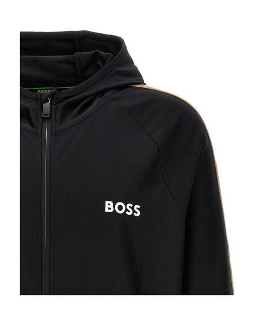 Boss Black Boss Logo Printed Zipped Hoodie for men