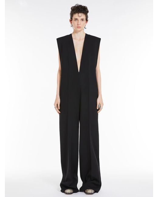 Sportmax Black V-Neck Sleeveless Jumpsuit