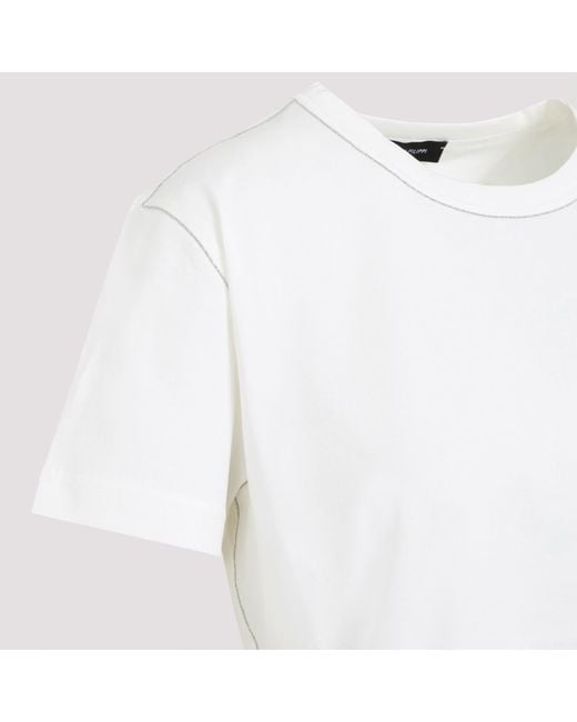 Fabiana Filippi White Filo Diamante Detailed Short Sleeved Basic T-Shirt
