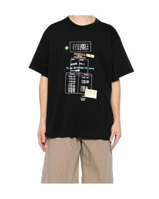 MM6 by Maison Margiela Black Library Stamp T-Shirt for men