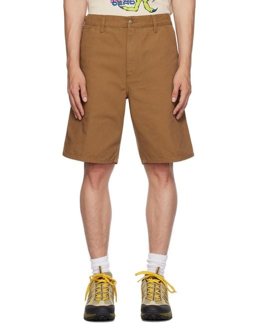 Carhartt Brown Logo Patch Chino Shorts for men