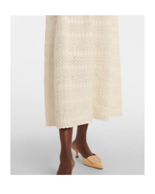 Elie Saab White Macramé Midi Dress