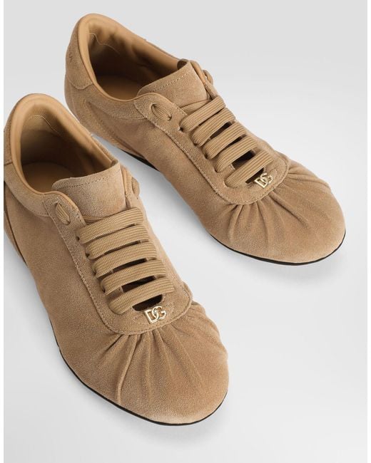 Dolce & Gabbana Brown Logo Plaque Ballet Sneakers