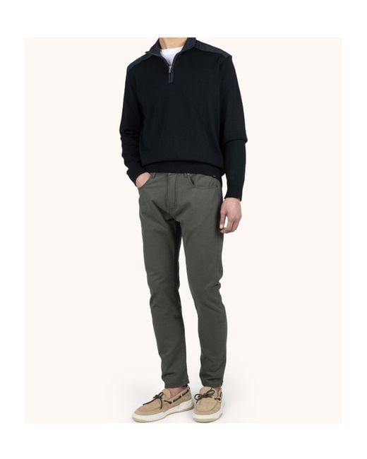 Paul & Shark Black Contrast Panel Half-Zip Knitted Sweater for men