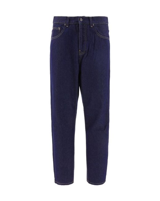 Carhartt Blue Newel Logo-Patch Straight-Leg Jeans for men