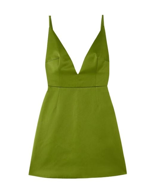 Emilia Wickstead Green V-Neck Open-Back Mini Dress