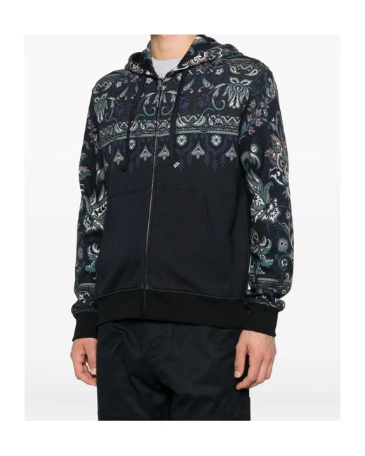 Etro Black Paisley-Print Zip-Up Hoodie for men