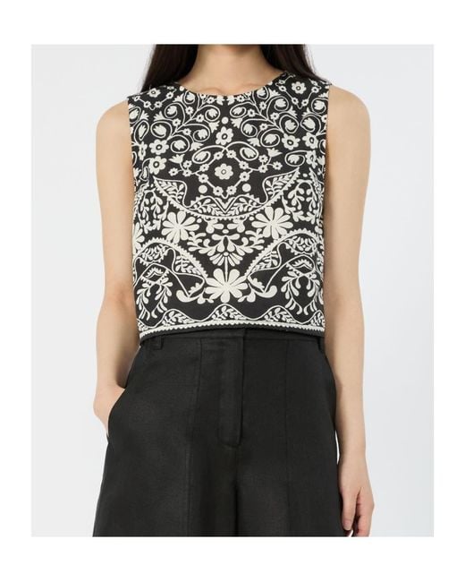 Weekend by Maxmara Black Wkifanale Printed Sleeveless Top