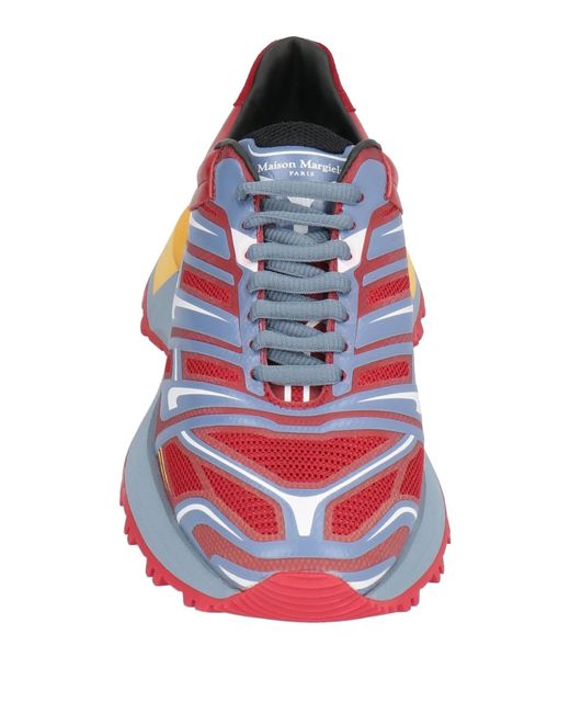 Maison Margiela Red Color-Block Leather Patchwork Sneakers