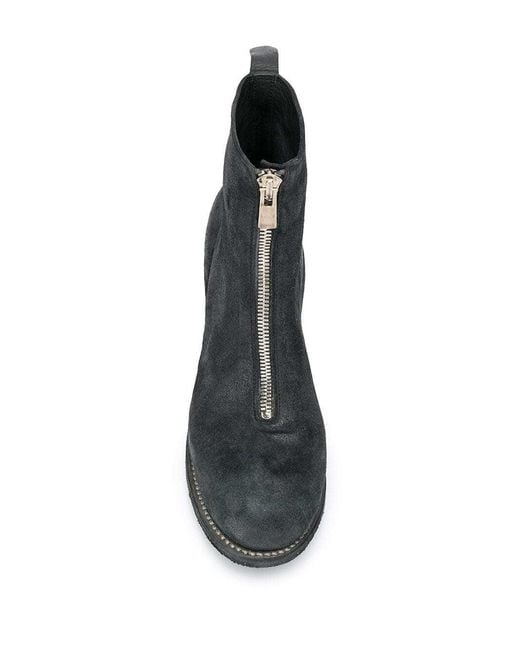 Guidi Black Front Zip Ankle Boots for men