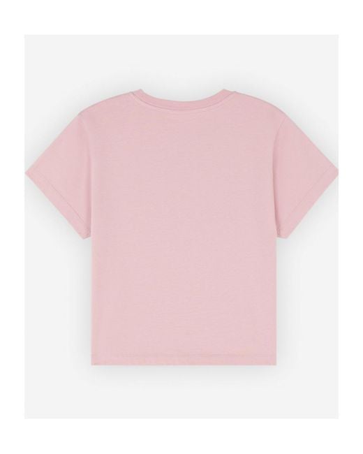 Maison Kitsuné Pink Maison Kitsuné Floating Flower Printed Crewneck T-Shirt