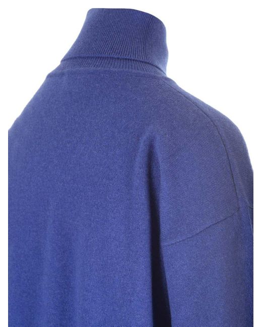 Saint Laurent Blue High-Neck Sweater