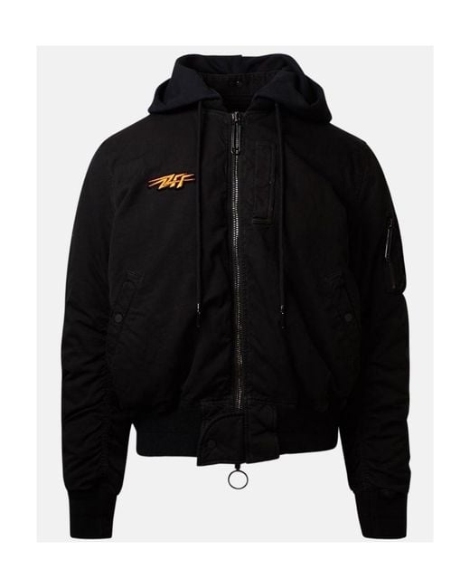 Off-White c/o Virgil Abloh Black Stencil Arrows-Motif Hooded Bomber Jacket for men