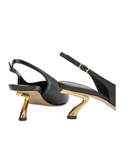 Ferragamo Brown S-Shaped Heel Slingback Pumps
