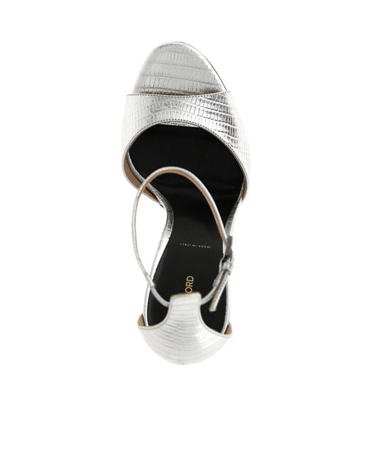 Tom Ford White 105Mm Tejus Buckle Sandal