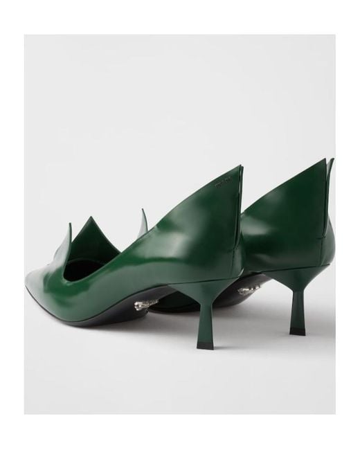 Prada Green Pointed-Toe Slip-On Pumps