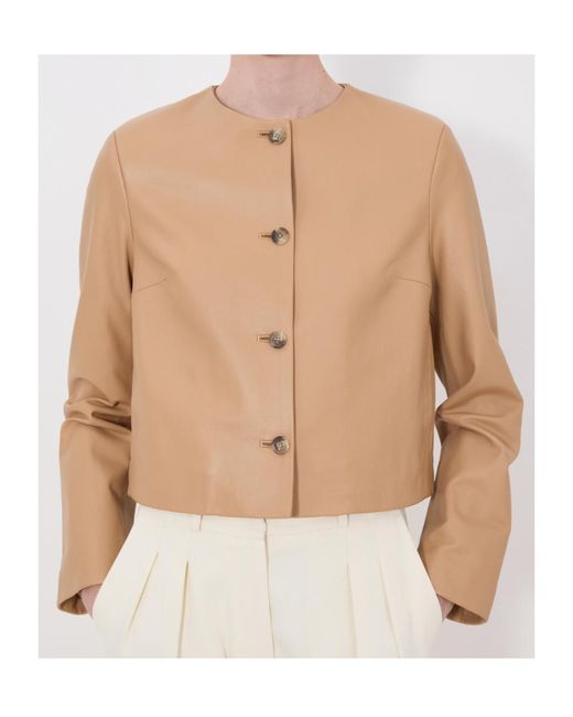 Loulou de Saison Natural Raho Button Leather Jacket