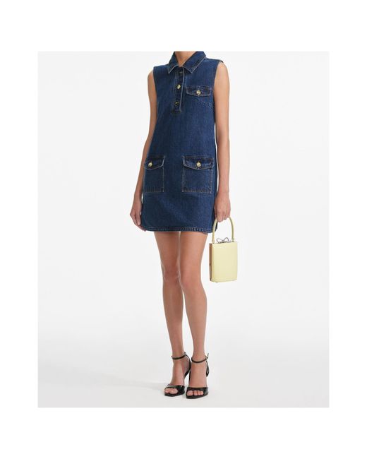 Self-Portrait Blue Denim Sleeveless Mini Dress