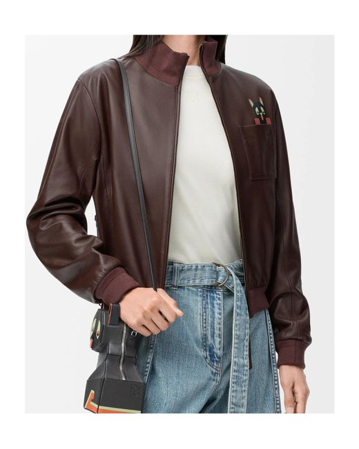 Loewe Brown Cropped Nappa Leather Jacket