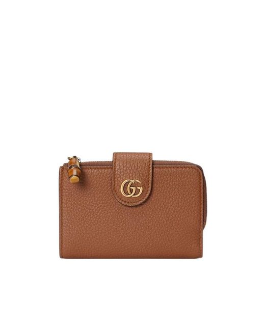Gucci Brown Medium Double G Wallet With Bamboo